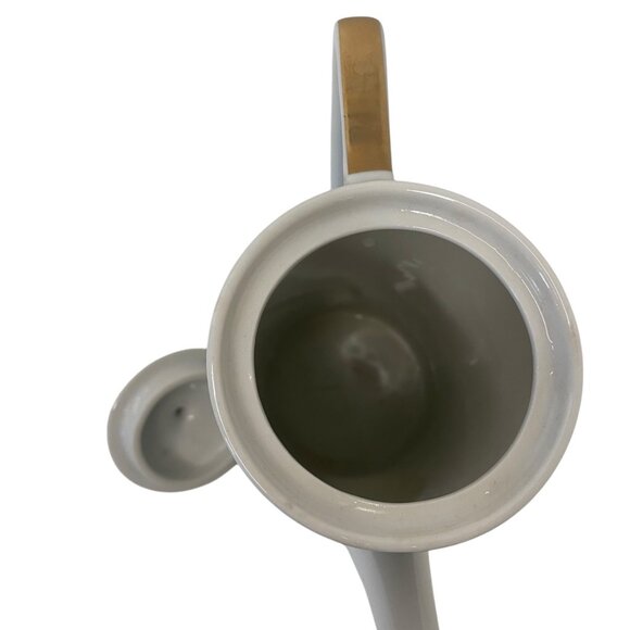 Vintage Otagiri Malachite Green Gold Trim Porcelain Coffee/Tea Pot Retro 6.5" - Picture 6 of 9